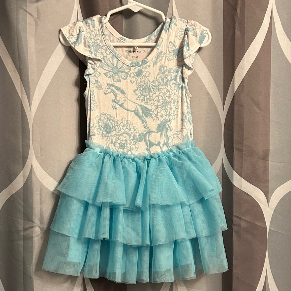 Posh Peanut “Charlotte Ann” tulle dress with flutter sleeves Size 3T-4T